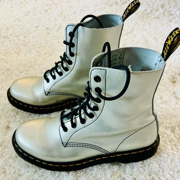 Dr. Martens Silver Boat Shoes (Airwair with bouncing soles) worn one time. - Picture 2 of 3